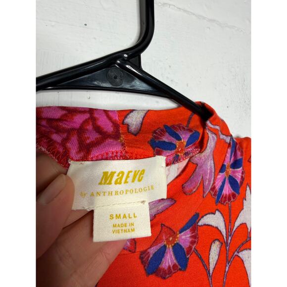 Maeve for Anthropologie red floral sleeveless mock neck midi dress Size Small - Picture 4 of 7